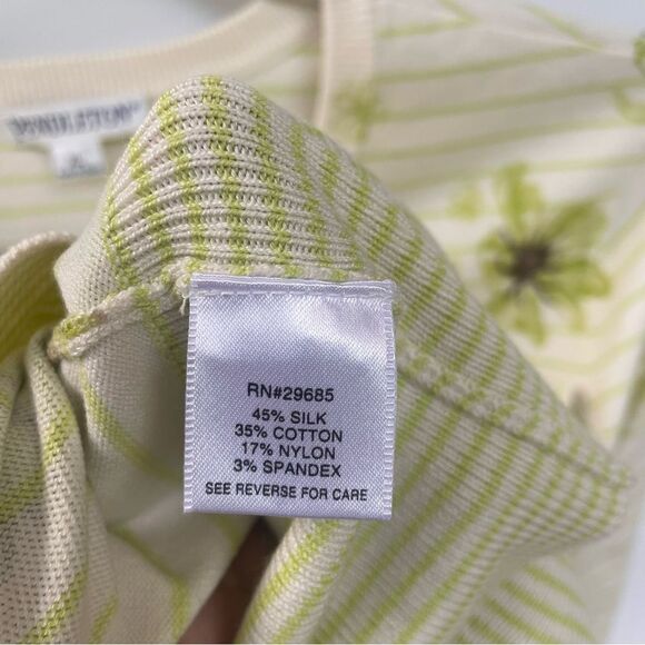 Pendleton XL Silk Blend Striped Floral Cardigan Cream Sage Green Brown - Picture 5 of 9